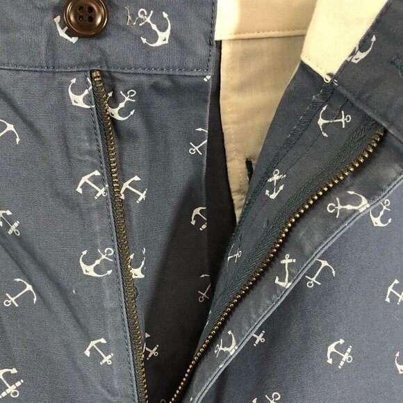 Dockers Shorts Blue With Anchors Flat Front Size 34 - Picture 4 of 6